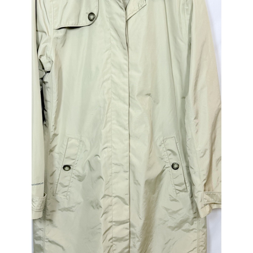 Eddie Bauer WeatherEdge Trench Coat Womens Medium Beige Rain Jacket Minimalist - Picture 4 of 16